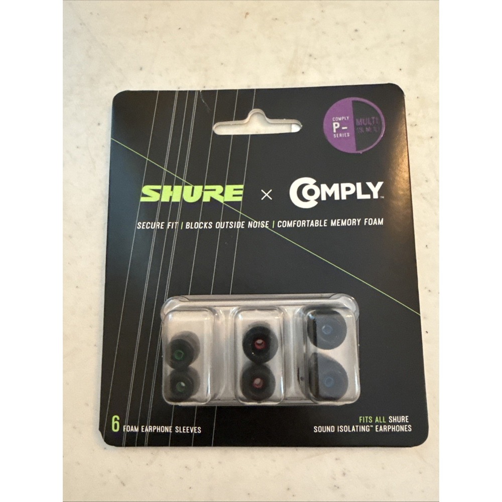 Shure EACYPF-6KIT P-Series Multi-Size 3-Pair Comply Foam Sleeves for Earphones